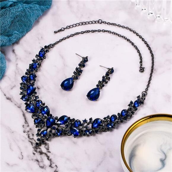 Women's Wedding Bridal Austrian Crystal Teardrop Cluster Statement - Picture 5 of 7